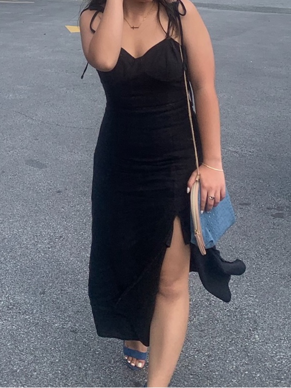 Black Linen Tie-Strap Dress